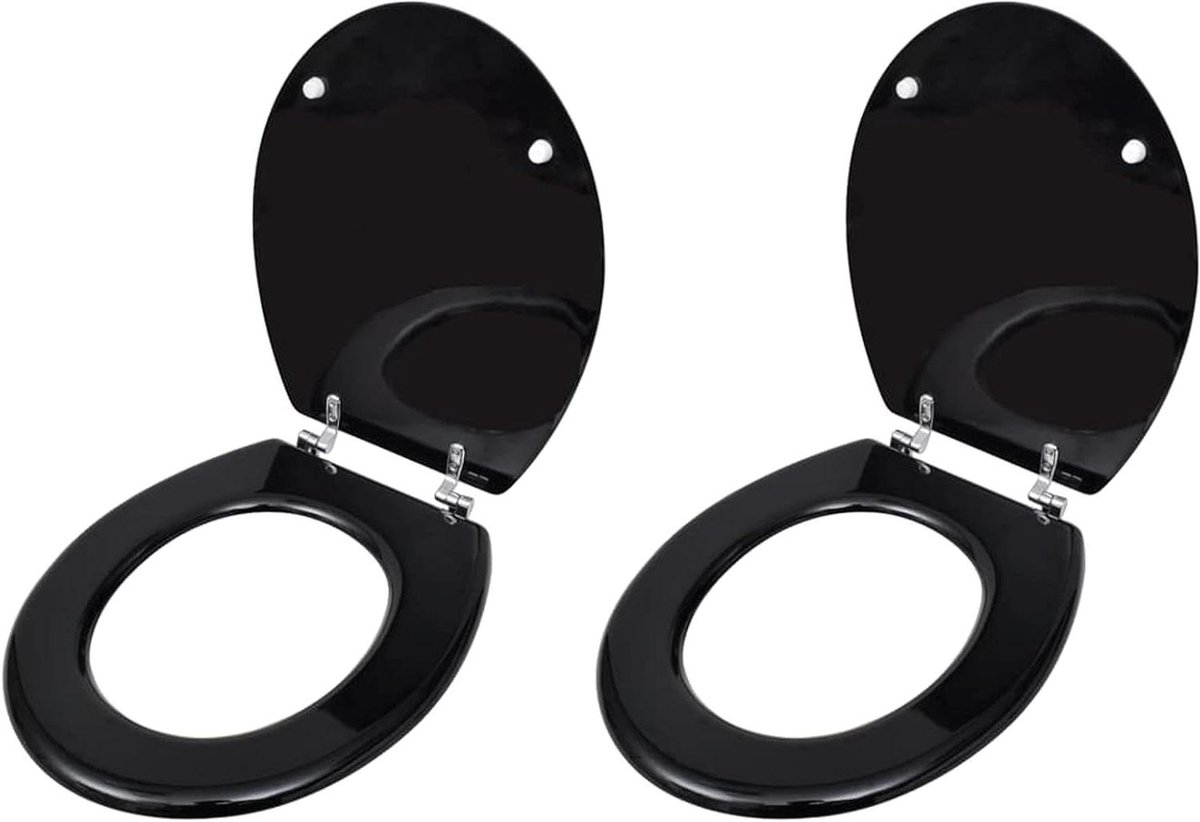 Toiletbril Set - WC Deksel - Dagelijks Gebruik - Universele Pasvorm - 2 stuks - Zwart