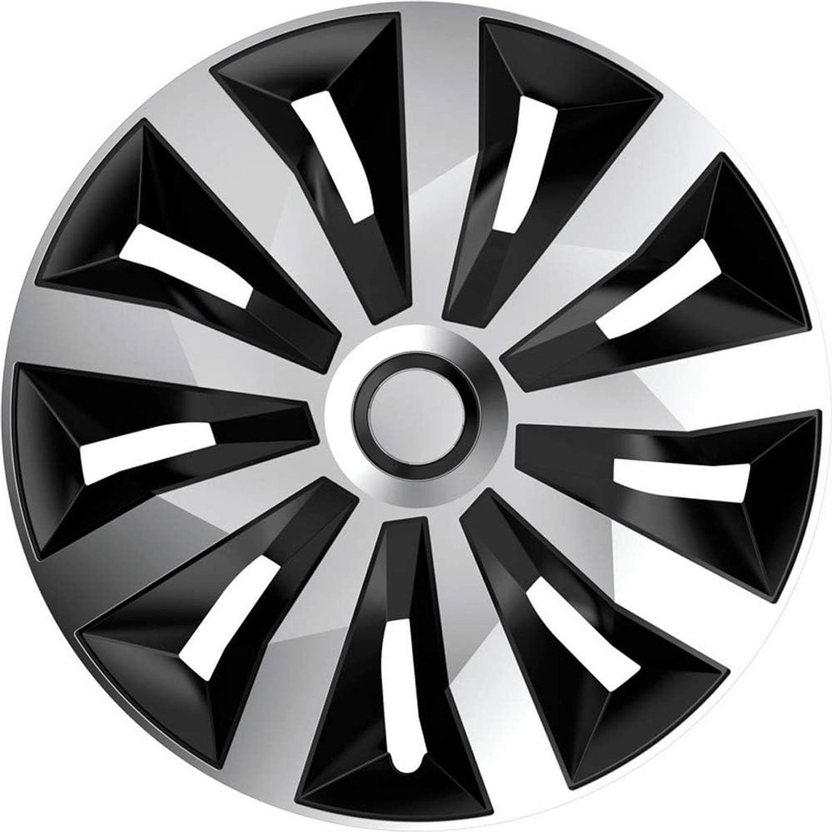 Wieldoppenset 14-inch - zilver/zwart - 4-delig - nieuwe look voor je auto - ShopVlot