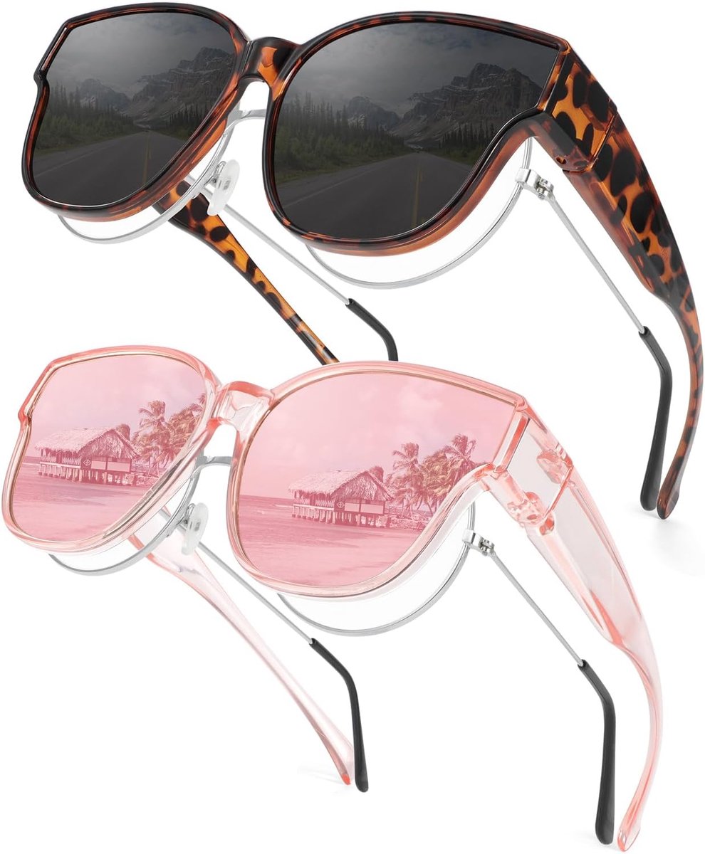 Zonnebrillen voor dames en heren, UV400-bescherming met groot vierkant frame, ideaal voor outdoor, autorijden, vissen, fietsen, reizen