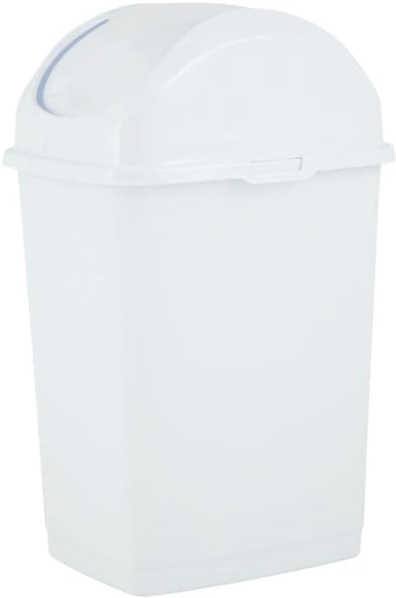 SnelShoppen - Slimme Afvalbak 2,6 Gallon / 10 Liter - Wit - Duurzaam Kunststof - Ideaal voor Keuken, Badkamer, Kantoor - Met Draaideksel en Handvaten