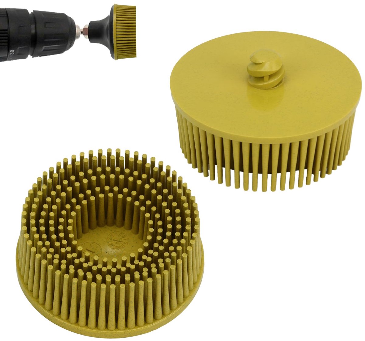 Harenschijf van 2 inch, slijpschijf met korrel 25.000 rpm, bevestigingsschijf van siliciumcarbide voor het polijsten, reinigen en verwijderen van hardnekkige coatings (geel)