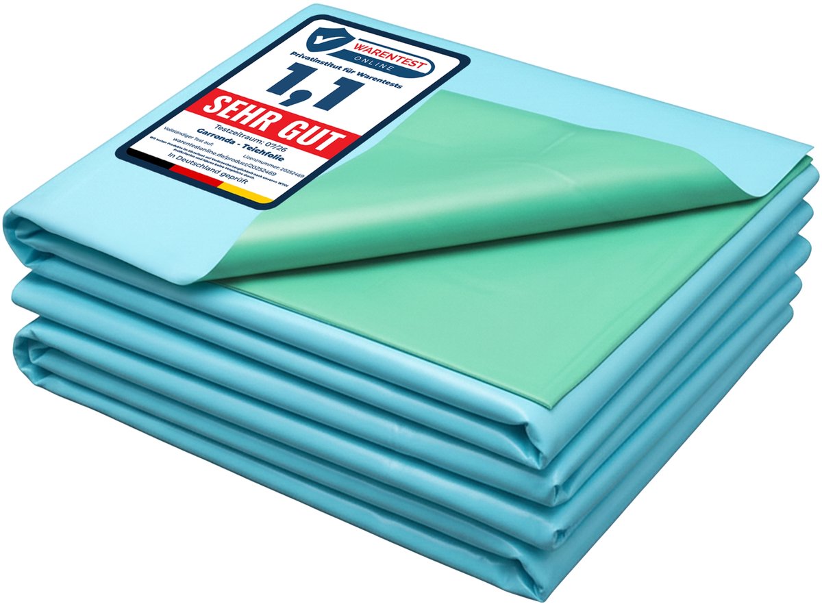 8 x 5 m Teichfolie UV-gestabiliseerd voor vijver en beekloop GD-MAR-Akwen Blauw-Groen