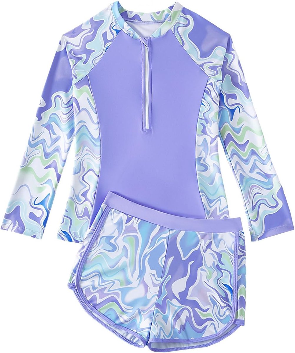 Meisjes 8-12 Jaar Tweedelig Rash Guard Badpak