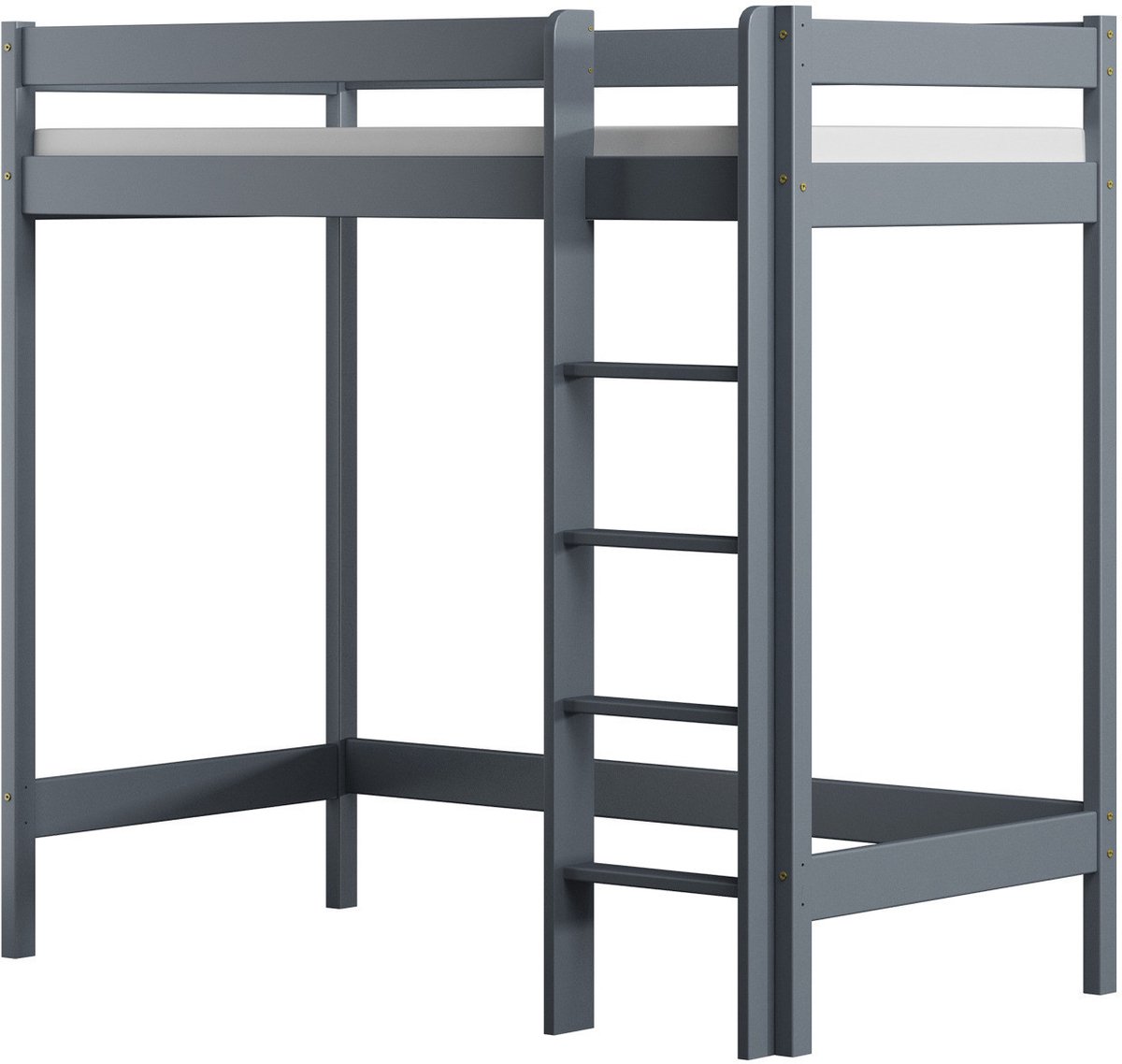 Need Sleep - Hoogslaper 90x180 - Loftbed 180 cm hoog - Met een rechte uitvalbeveiliging - Massief houten - Grijs