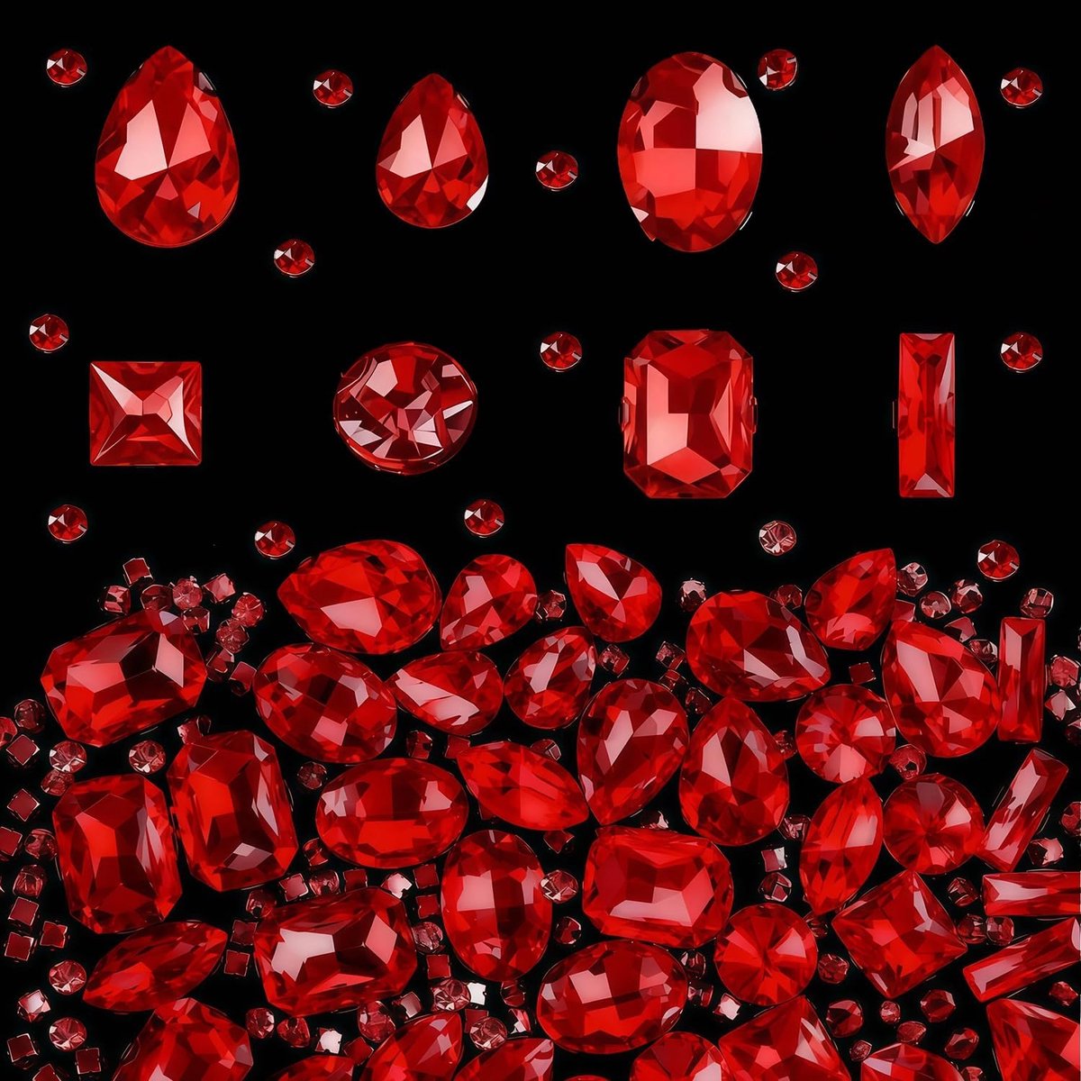 240 Stuks Rhinestones om te Naaien, Platte Kristallen met Metalen Klauw, Glazen Versieringen voor Kleding, DIY, Schoenen, Sieraden (Rood)