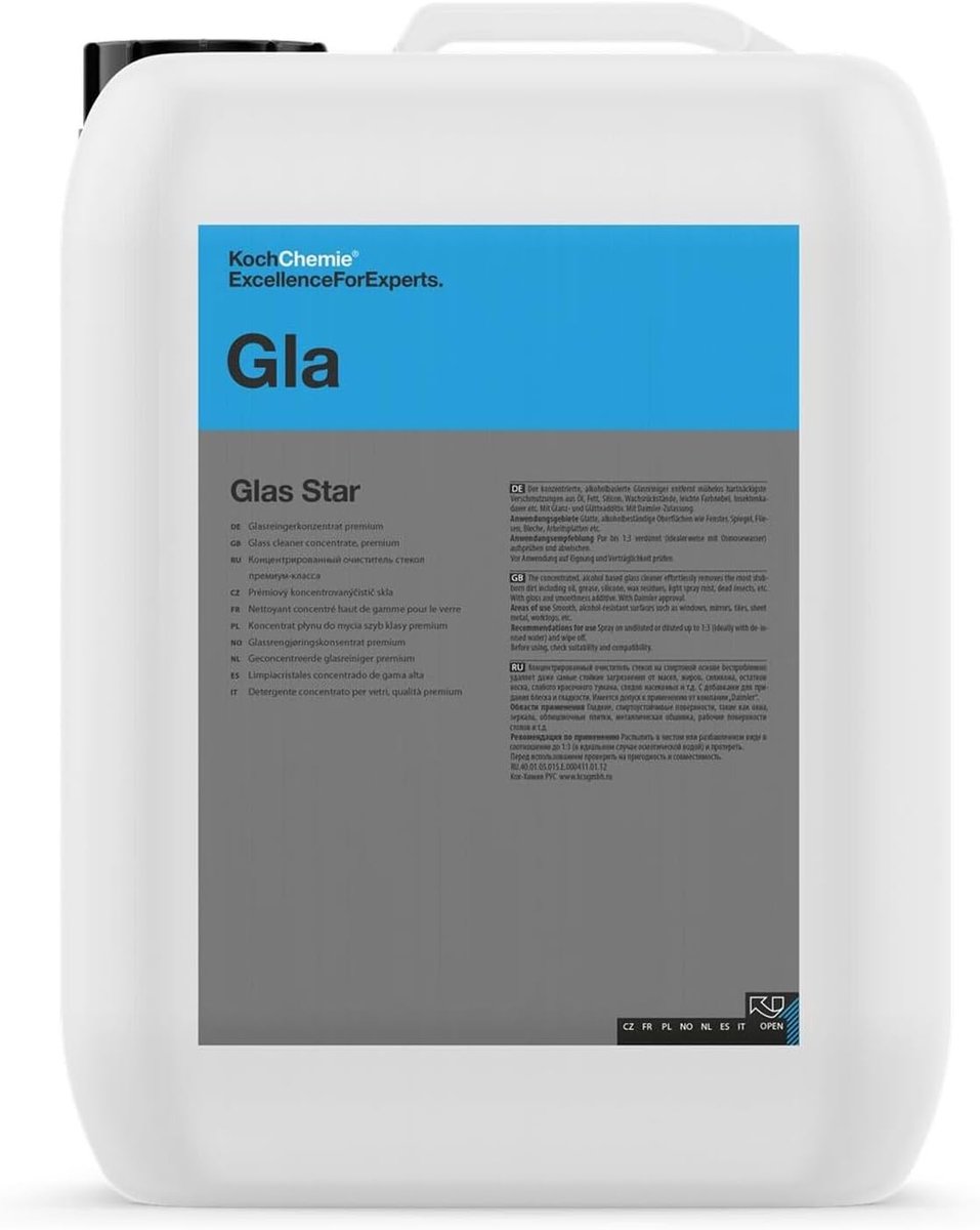 SnelShoppen - Professionele Ruitenreiniger Concentraat 10L - Koch Chemie Gla - Glass Star - Ideaal Voor Auto, Huishouden, Keuken, Tuin, Glazen