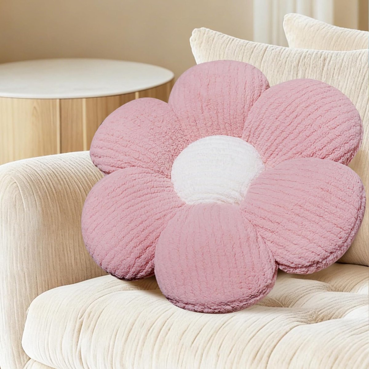 Bloemkussen, esthetisch kussen, bloemenvorm, pluche vloerkussen, bloem vloerkussen, zitkussen voor bank, bed, kinderkamer, slaapkamer, stoel, decoratie voor meisjes en vrouw, 40 cm