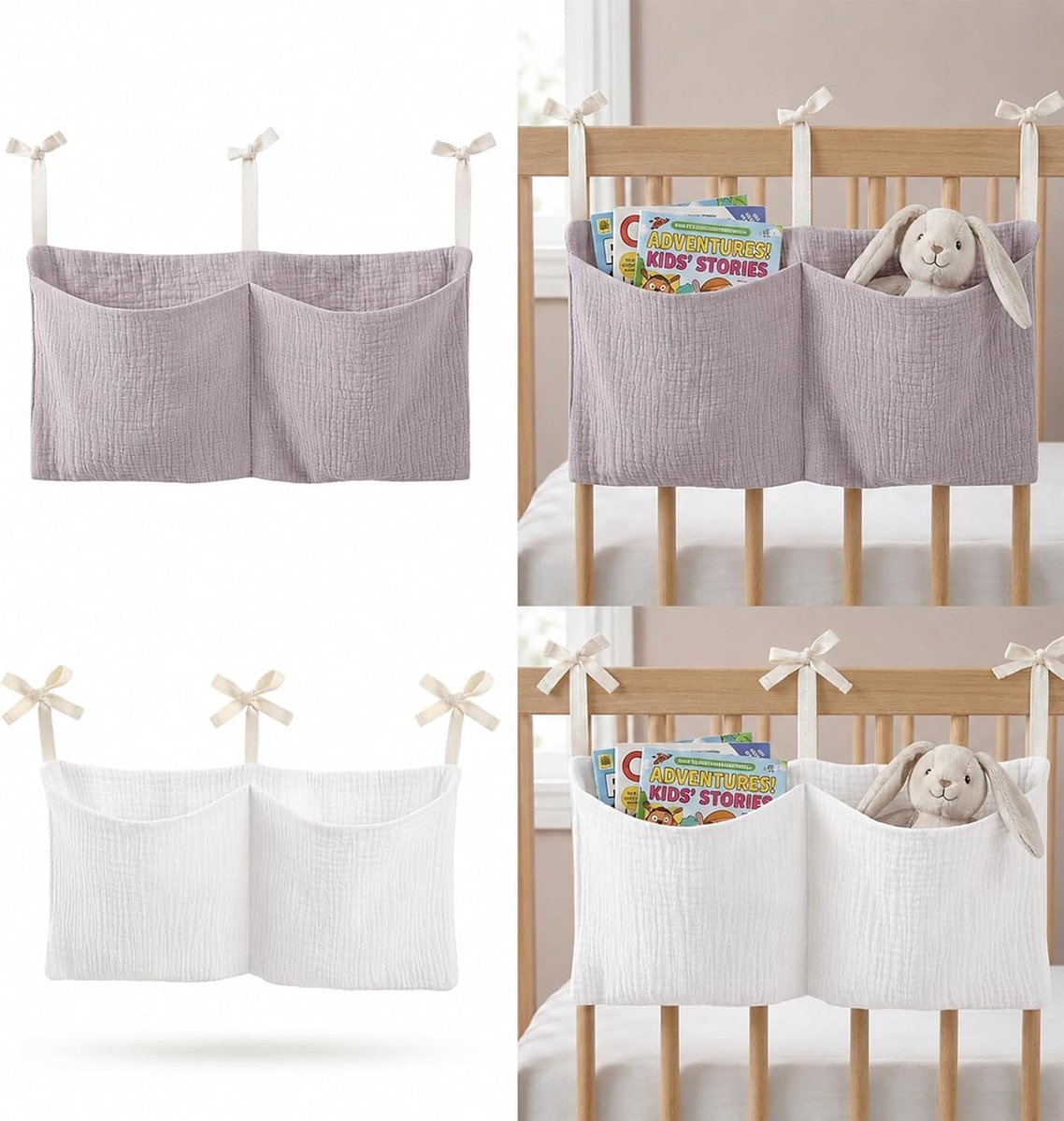 2 stuks babybedorganizer, hangend, 2-in-1 babykinderkamer