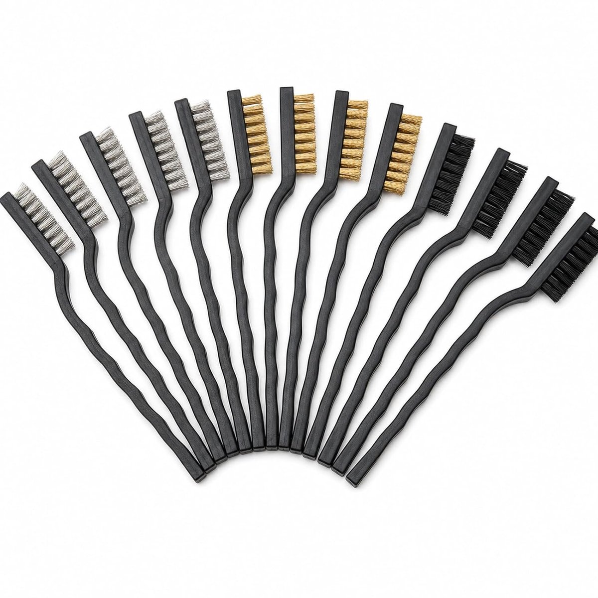 15 stuks metalen borstels, 5 stuks nylon borstels, messing borstel, 5 stuks borstel van roestvrij staal, borstel van metaal, handreiniging, roest, tegen stof (17 cm)