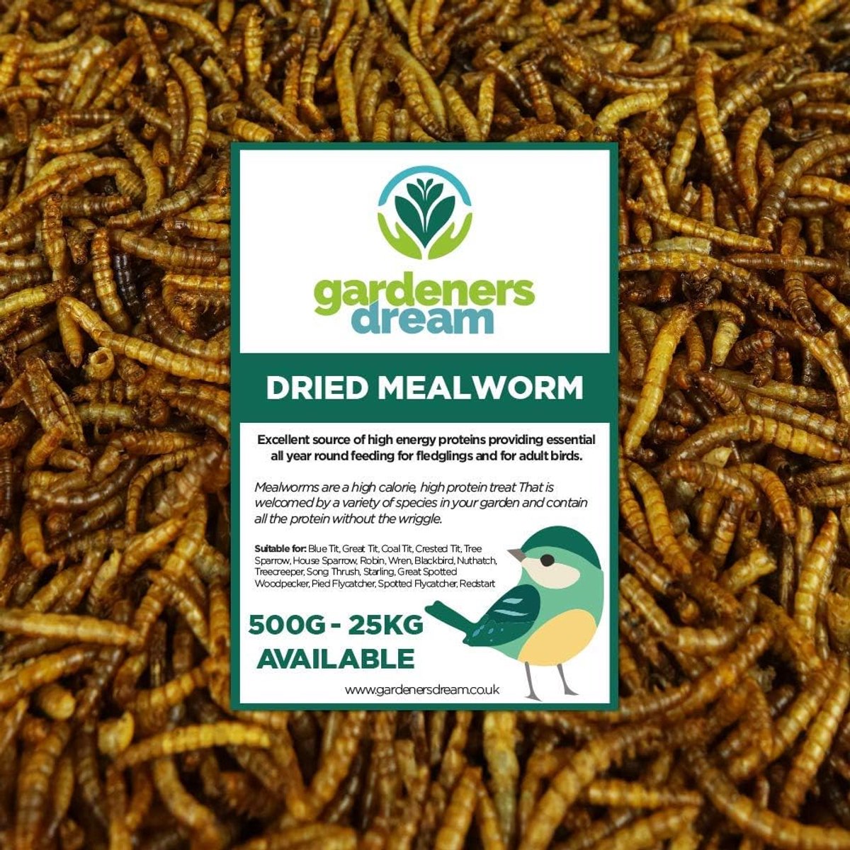SnelShoppen - Gedroogde meelwormen voor vogels, 10 kg, premium voeding, natuurlijk, rijk aan eiwitten, wild vogelvoer, energierijk, ideaal voor tuin e
