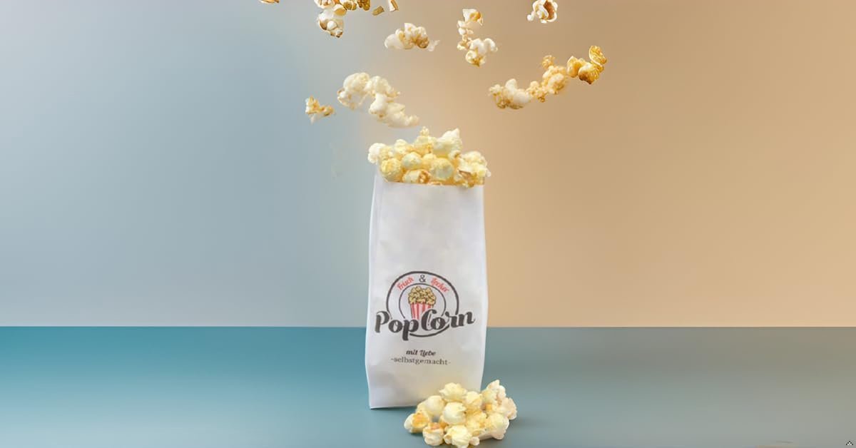 Popcornzakjes 100 stuks - Huisgemaakt met liefde - 1 liter en 35 gram popcorn - 100% recyclebaar - ShopVlot