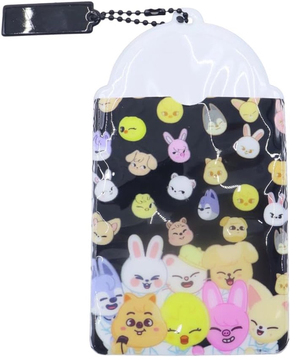 Sleutelhanger voor fotokaarten, Kpop-cadeau, schattige cartoon elementen, hanger sleutelhanger voor het decoreren van tassen, geschenken voor verblijven (zwart)