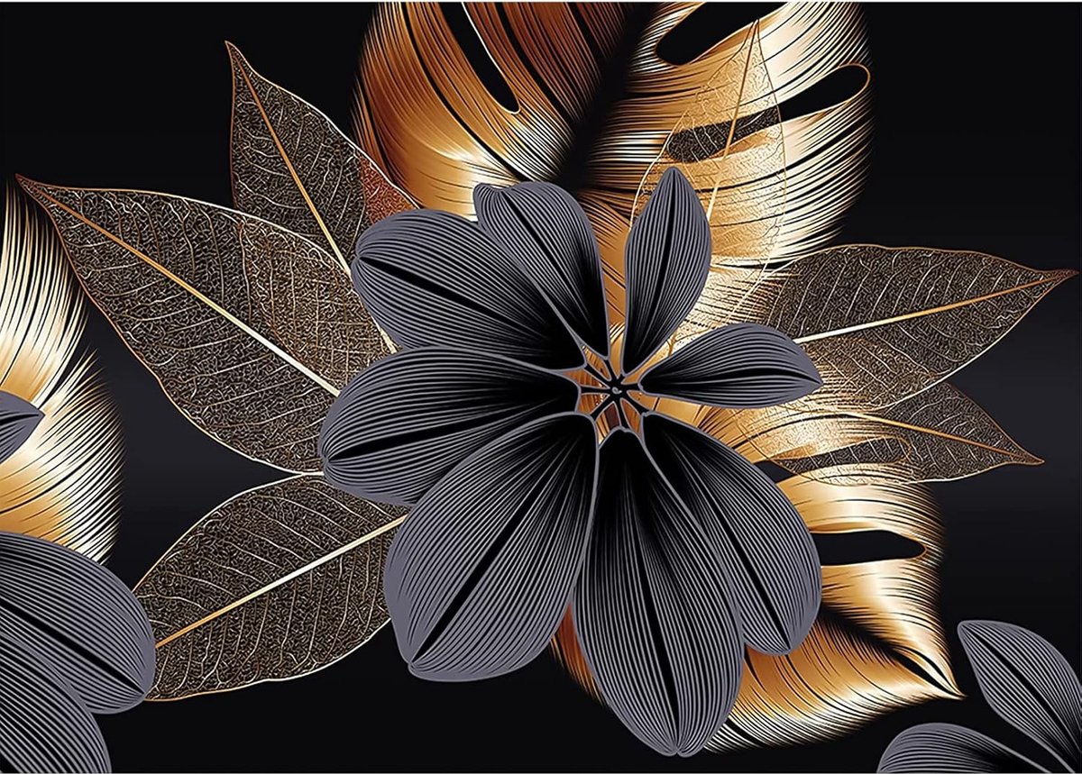 Diamond Painting afbeeldingen met zwarte bloemen, afbeeldingen 5D diamond painting, volwassenen, gouden bladeren, full diamond schilderij, borduurwerk, set, kruissteek, foto's, thuis