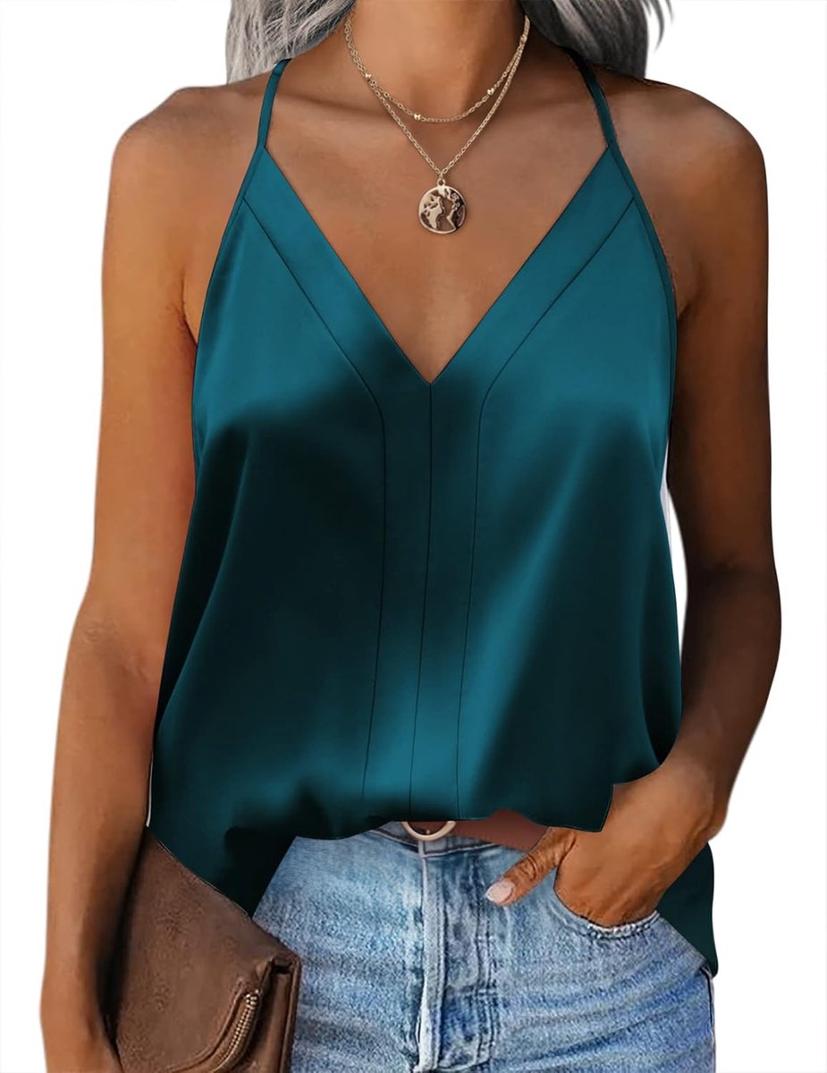 Satijnen camisole tanktop voor dames, basic met spaghettibandjes