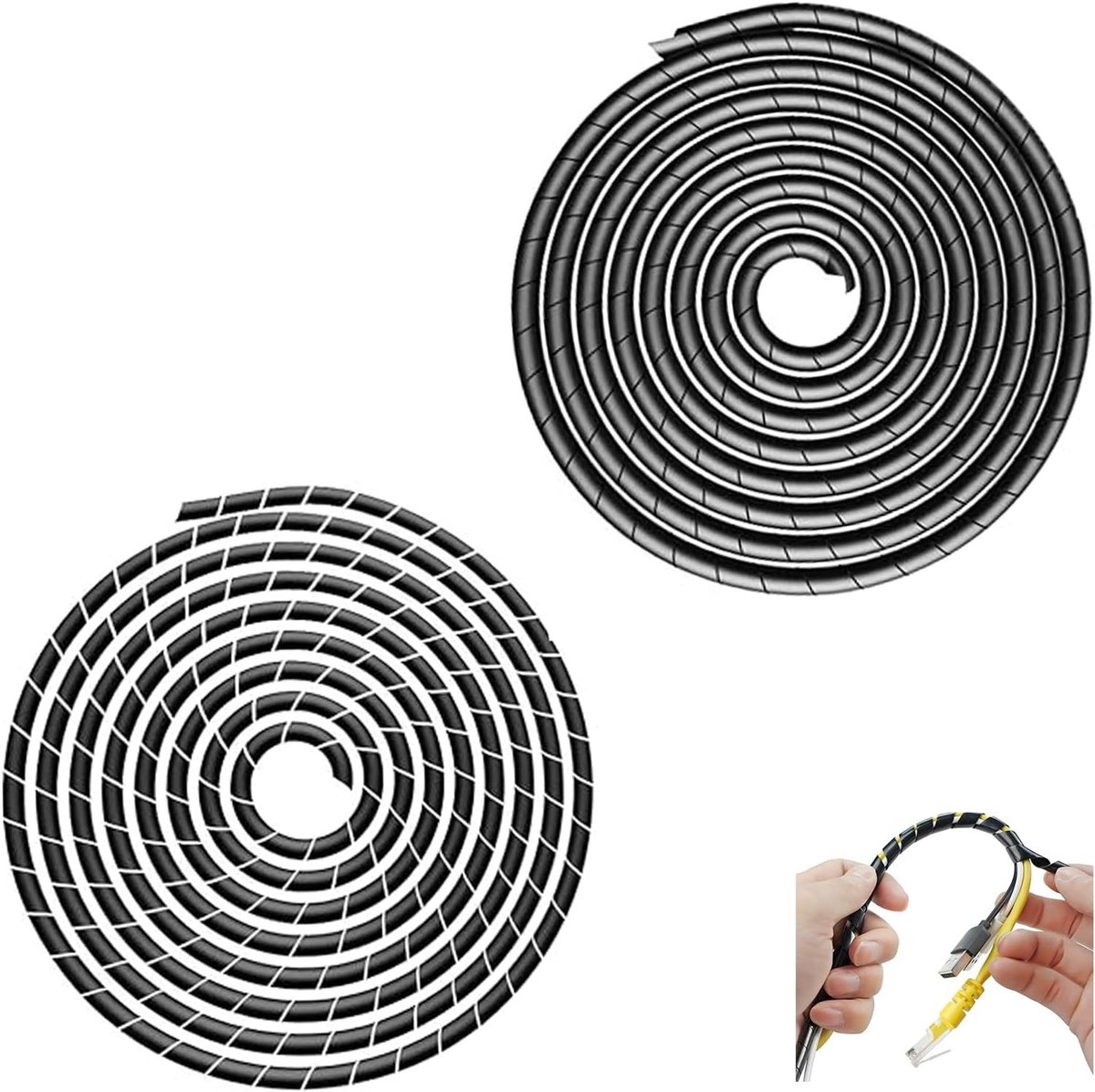Set van 2 kabelbeschermhoezen voor elektrische kabels, flexibele kabelorganiser, spiralen van 4-16 mm en 6-19 mm, duurzame kabelbescherming en kabelmanagement