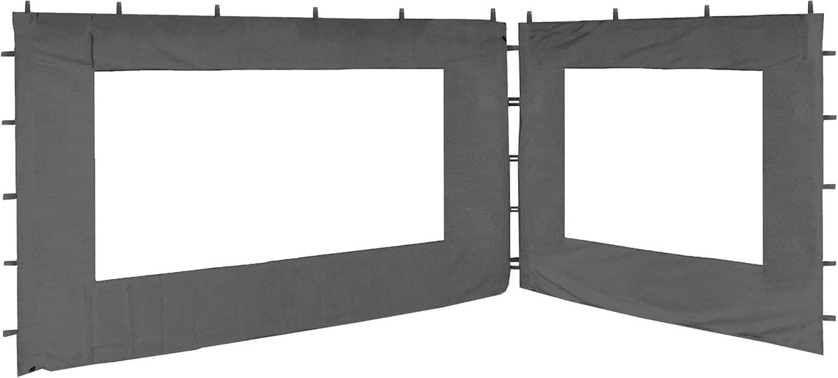 SnelShoppen - QUICK STAR 2 zijwanden voor partytent Nizza 3x4 m grijs met venster, 100% polyester, ideale schaduw en privacy voor tuin, feest en campi