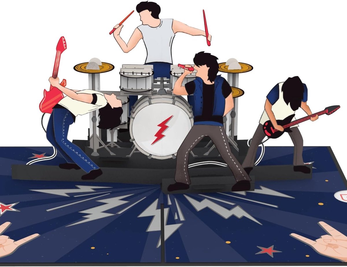 papercrush® Pop-up kaart Rock & Roll concert - 3D verjaardagskaart voor concertbezoek of festival voor vriend en man - cadeaubon of geldcadeau voor verjaardag, verpakking voor concertkaarten