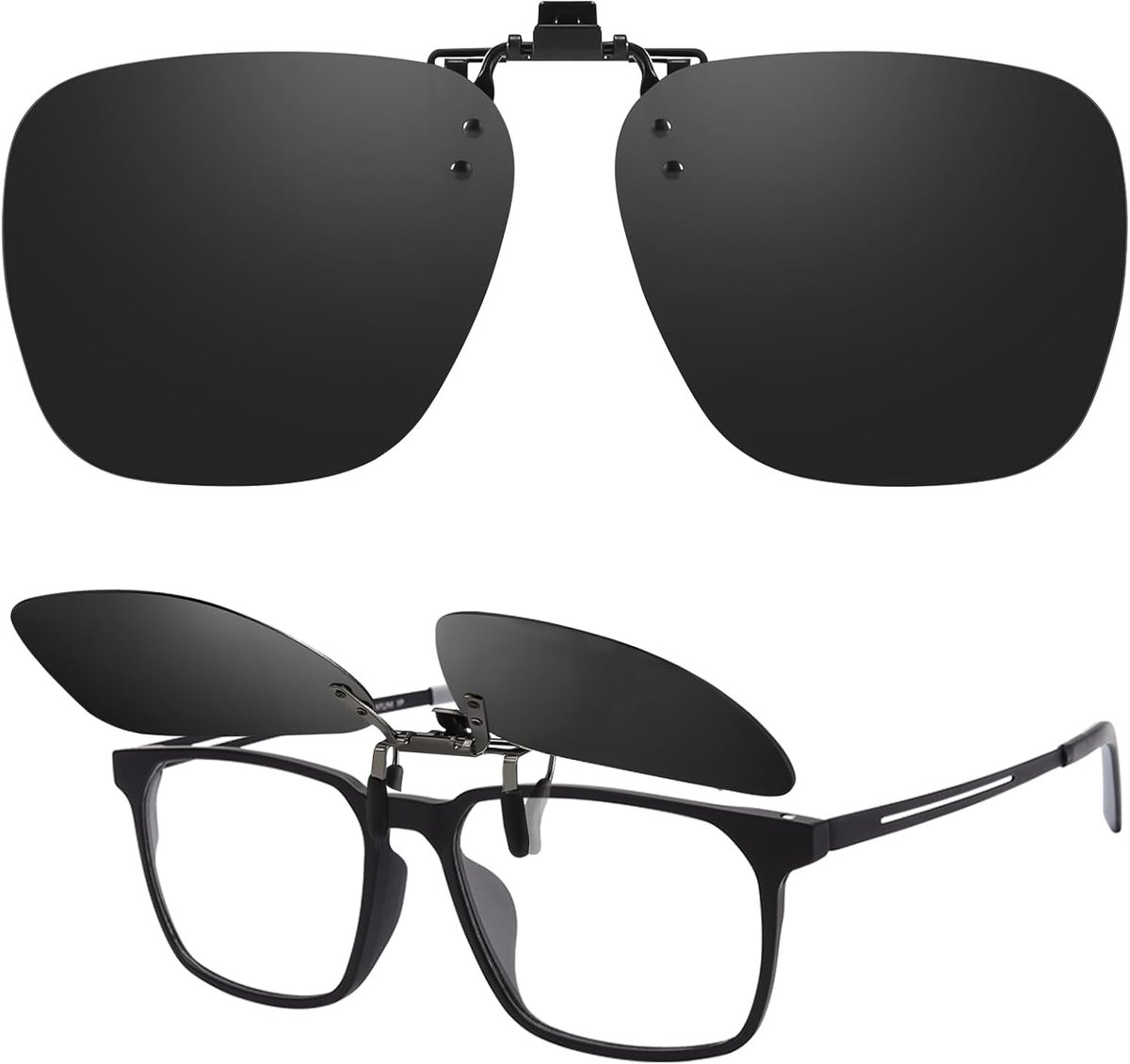 Gepolariseerde zonnebril met clip voor brildragers, zonnebril, clip-on voor heren en dames, voor autorijden, vissen, outdooractiviteiten