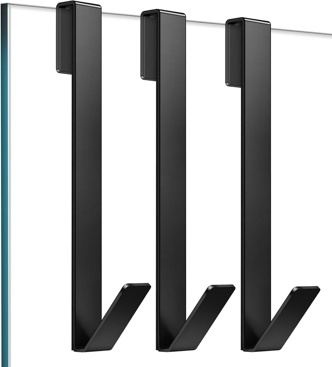 Towel Hooks 10 inch Set van 3 - Zwart - Geen boren nodig - Ideaal voor frameless douchedeuren - ShopVlot
