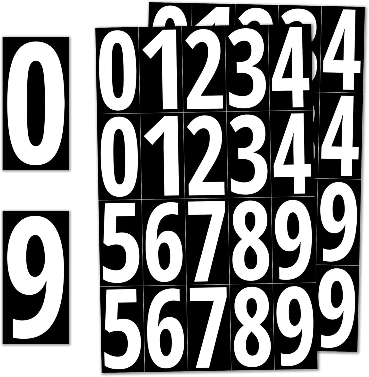 200 Stuks, 75mm - Nummerstickers Zelfklevende Etiketten Stickers, Waterdichte Vinyl Cijfers - Witte Cijfers | Waterdicht vinyl