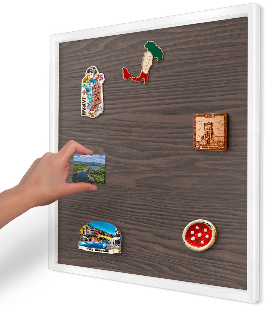 Artprintcave Bruin Magneetbord mit Witte Lijst - 50x50 cm - Natuurlijk Hout Magnetische Organizer - Rustiek Magneetbord Voor Foto's - Texturen