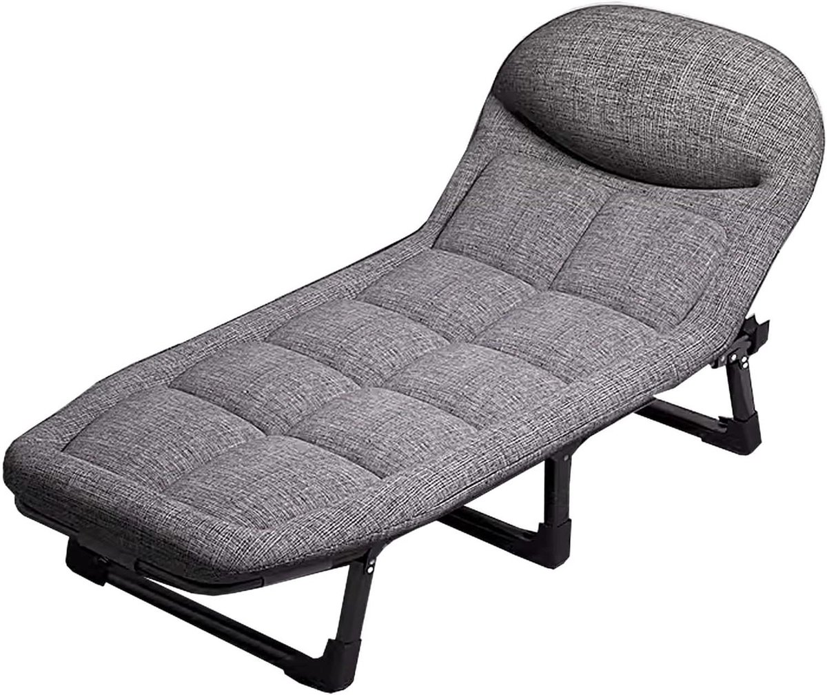 Vouwbed met Matras - Campingbed Gastenbed - Kamperen en Ontspannen - 6-Positie Verstelbaar - 200x70x30cm - Grijs