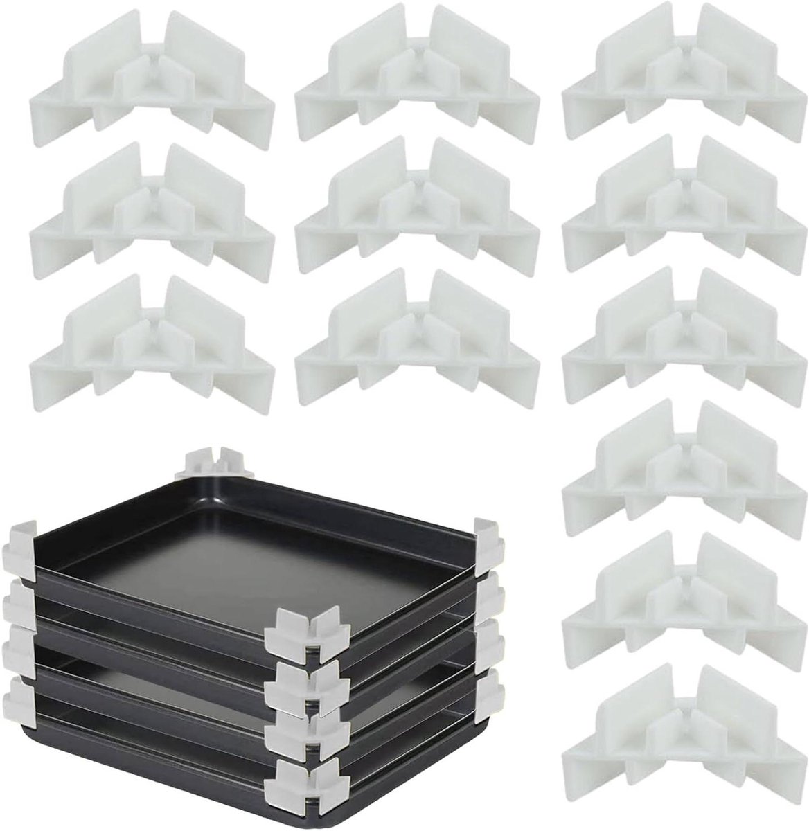 Vriesdroger Dienblad Verdelers - Lade Organizers - Voedsel Opslag - Stapelbaar Ontwerp - 4.3x13x4.3 cm - Wit