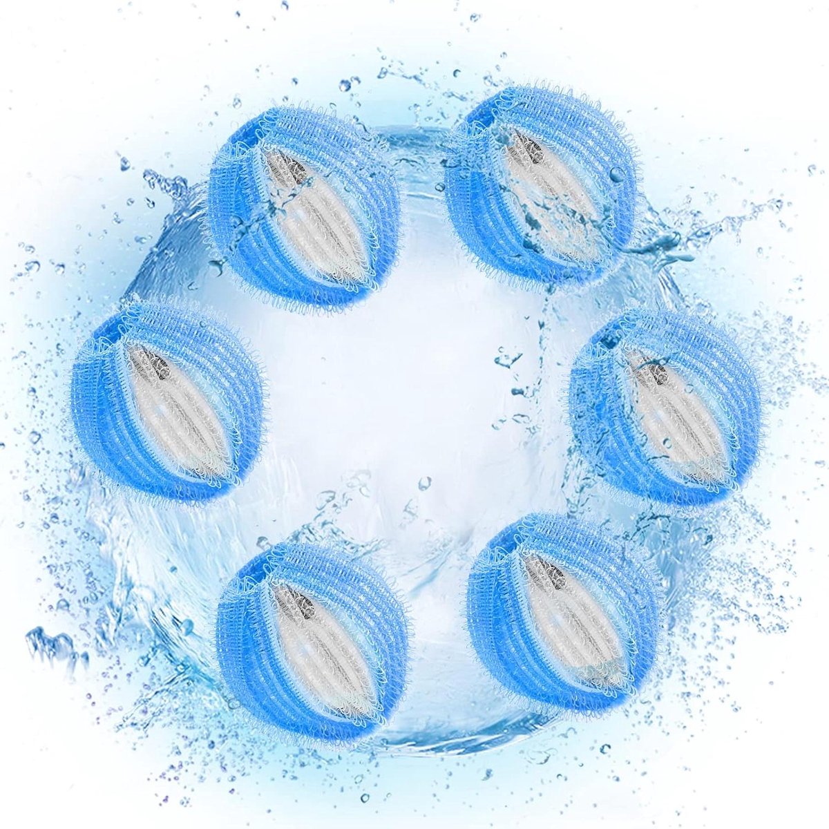 Haarbal Verwijdert Set - Wasballen Pluis - Kleding Reinigen - Glad Oppervlak - 6 stuks - Blauw en Wit