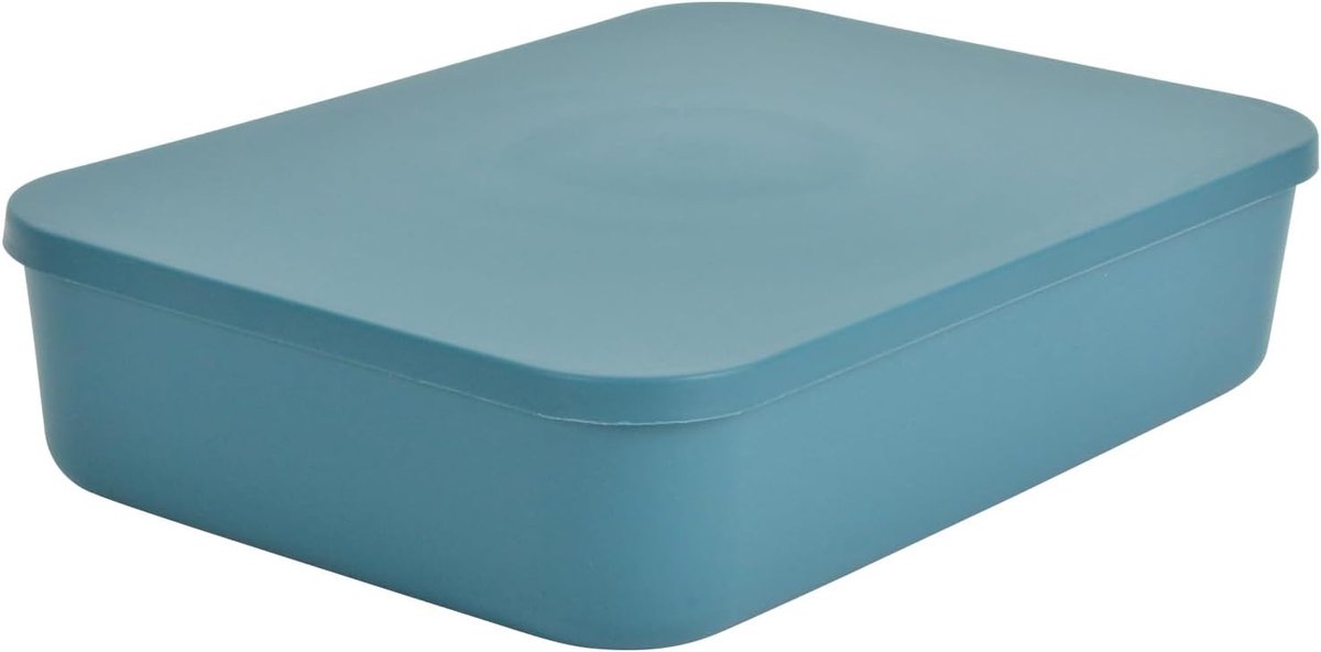 Doos met deksel, kunststof, 5,5 l, 35 x 25 x 8 cm, smaragd