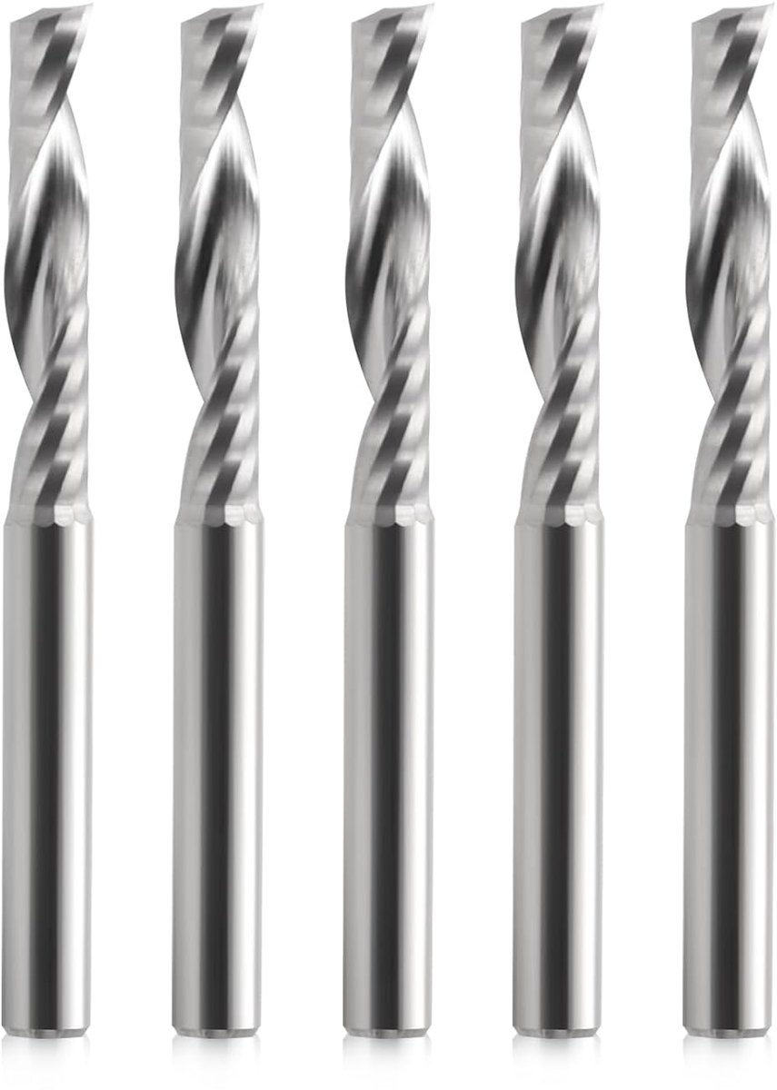 4 mm schacht, 4 mm snijdiameter, 22 mm groeflengte, 1 groeffrees, CNC-spiraalfrees, upcut-snijgereedschap voor acryl, PVC, ABS, multiplex, 5 stuks