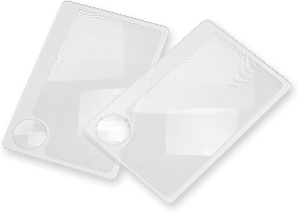 Wallet Twin Pack Mag Creditcard Groot 2,5x Vergrootglas met 6x Spotlens in Verpakking van 2 (WM-01) | 2.5x Fresnel Pocket Leesvergrootglas met 6x Spot Lens voor Menu's, Fijne Print & Kaarten (WM-01)