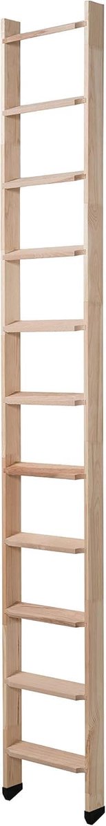 SnelShoppen - BPS® Afneembare Mezzanine Trap | Ruimtebesparende Trap | Draagvermogen 150 kg | Rubberen Voeten | Hoogte tot 2,4 m | Natuurlijk Hout