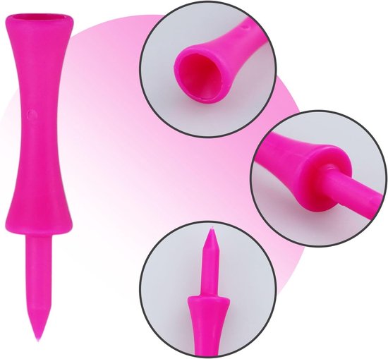 Roze Golf Tees - 100 Stuks van 57 mm (2-1/4 inch) Kunststof — afbeelding 4
