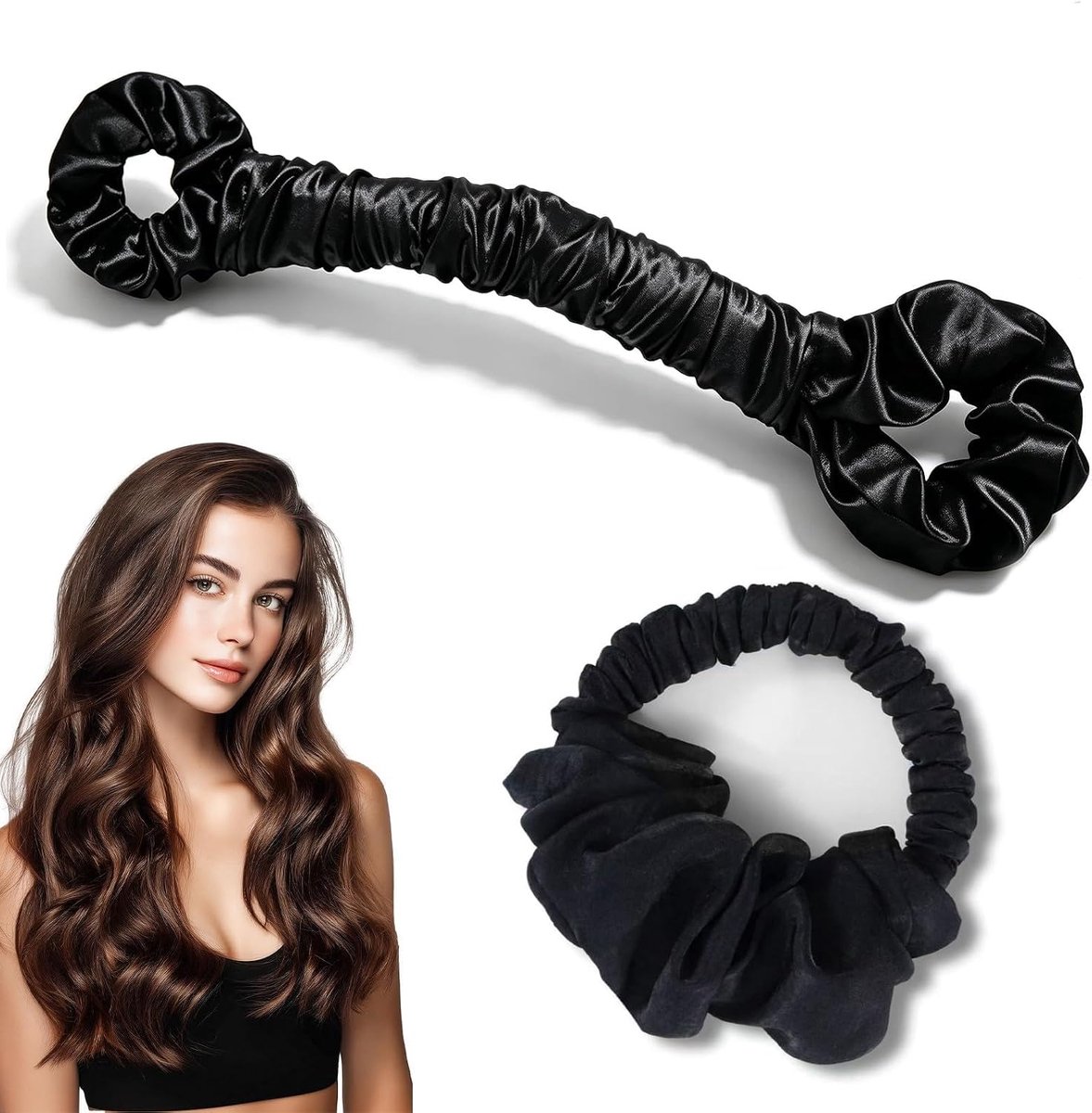 Curls Haarband 's nachts, hittevrije krulspelden voor natuurlijke krullen zonder hitte, zachte elastische krulband met haarelastiekjes, comfortabele haarstylingset om te slapen voor lang haar