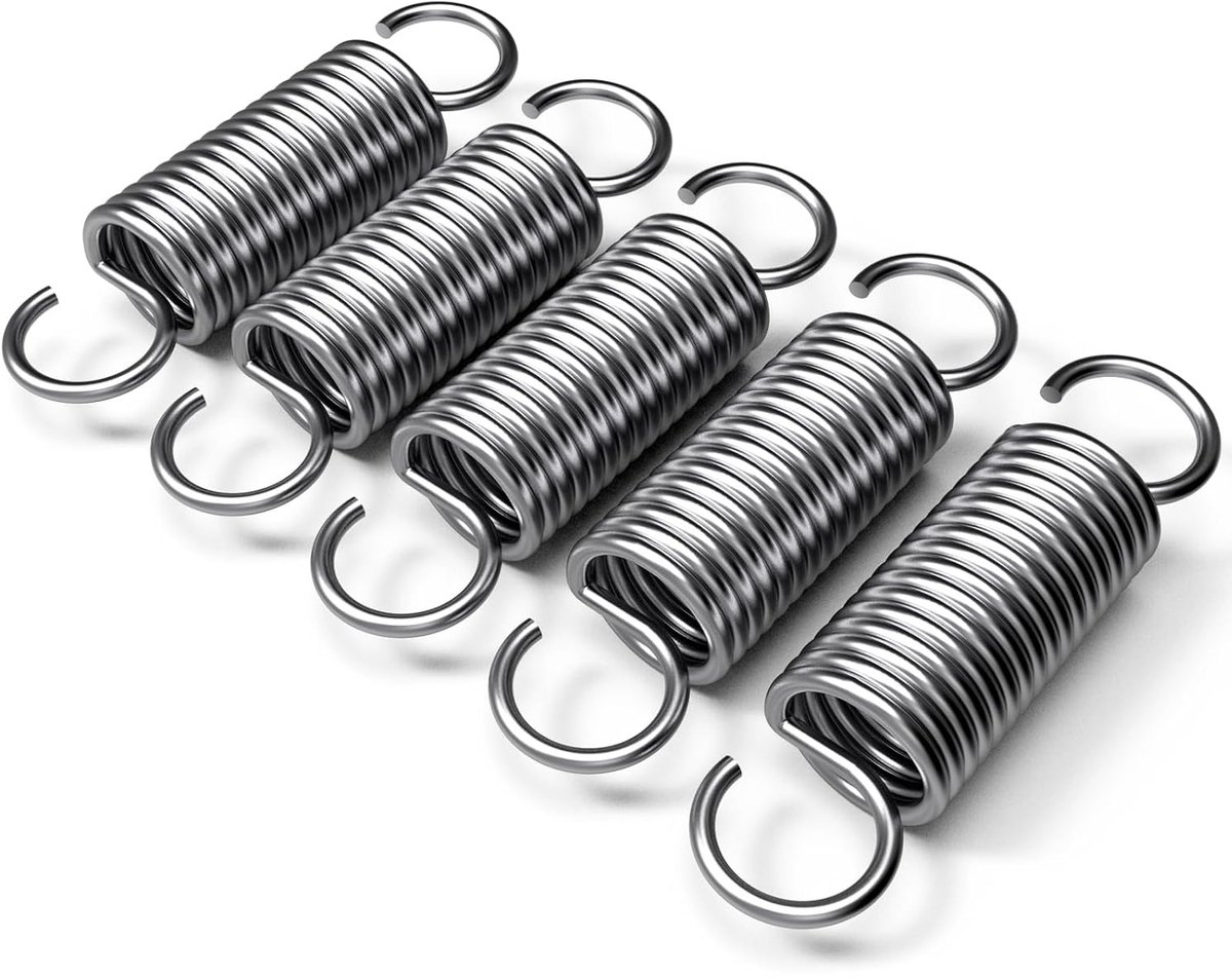 5 stuks trekveren met haken, spanveer, veer, roestvrij staal, terugtrekveer, stalen veer, spanveren met haken, 2,2 x 15 x 70 mm trekveren, ogen, spiraalveer, metalen veer, spanveer voor