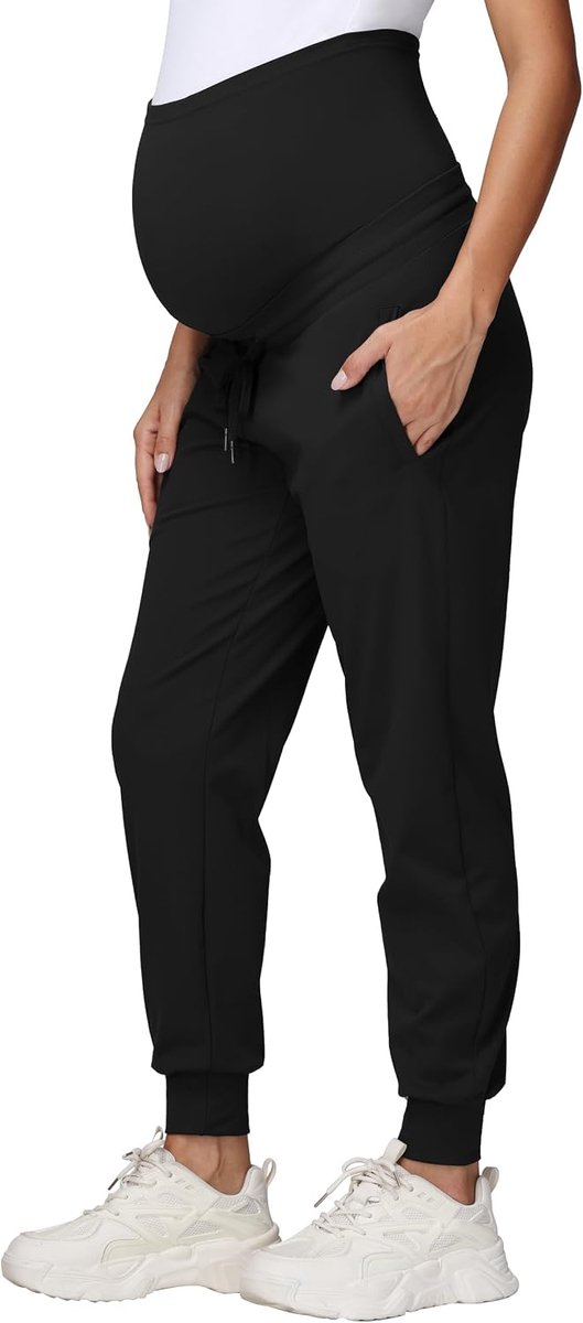 Zwangerschapsbroek voor dames, joggingbroek, sweatpants, trekkoord, zakken, zwangerschapsbroek, hardlopen, lounge, workout broek