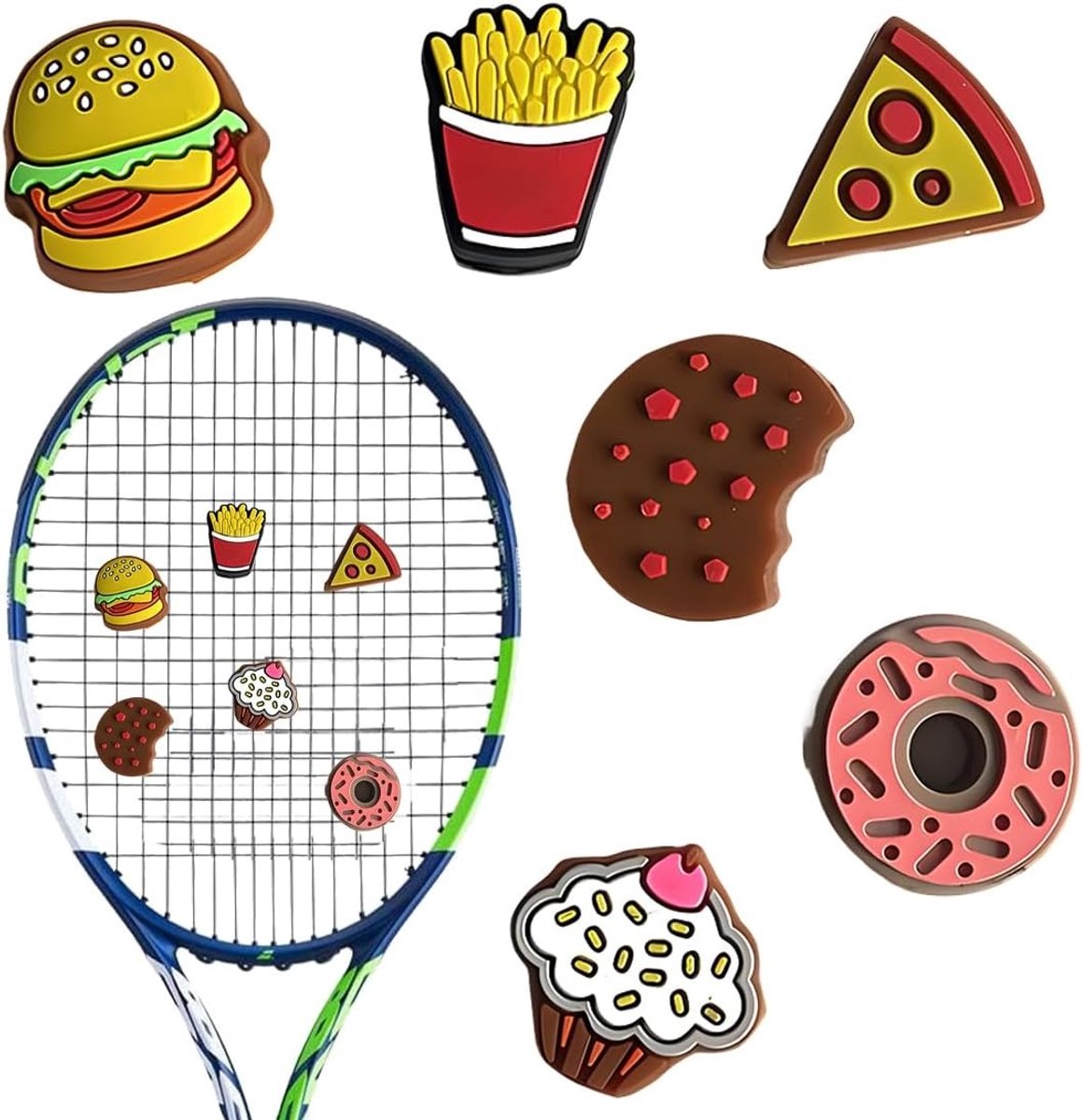 Set van 6 Siliconen Tennis Demper voor Vibration Rackets - Schokabsorberende Burger Chips Vorm voor Squash en Tennis Rackets