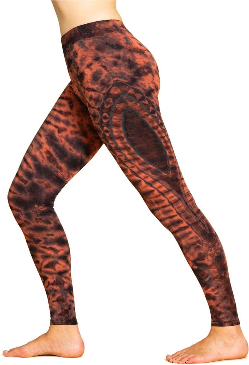 Yoga Legging Dames - Batik Jungle Design - Lange sportlegging | Handgeverfd uniek exemplaar, zacht & elastisch, ademend, viscose met elastaan, sportlegging voor fitness & gymnastiek