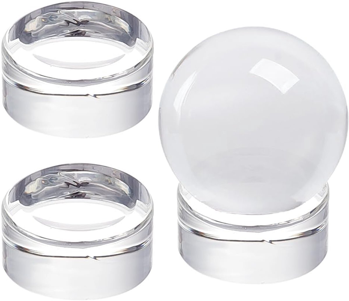 PandaHall 3 stuks kristallen bollenstandaard, zuil kristal display bases heldere sphere standaard voor display 40 mm tot 90 mm kristallen ballen golfbal ks kunst woondecoratie