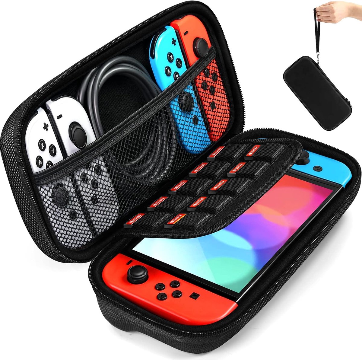 ivoler Draagtas Case Compatibel met Nintendo Switch - 20 Games- Hard hoes/Cover/Beschermhoes, games, Joy-Con en andere Nintendo Switch console & accessoires -zwart
