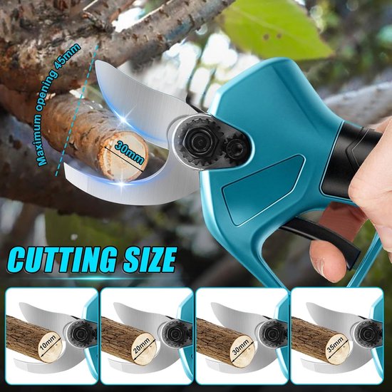 Accu-takkenschaar voor Makita 18 V batterij (zonder accu), borstelloze motor, max. opening 45 mm, elektrische takkenzaag, snoeischaar met lcd-display, voor boomtakken, bloemen — afbeelding 2