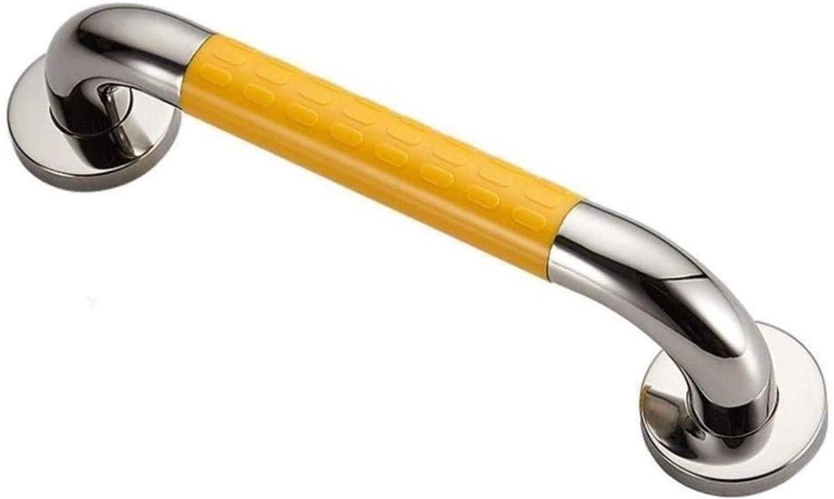 Roestvrijstalen Leuning - Veiligheidshandgreep Badkamer - Extra Ondersteuning - Antislip Grip - 480 mm - Geel