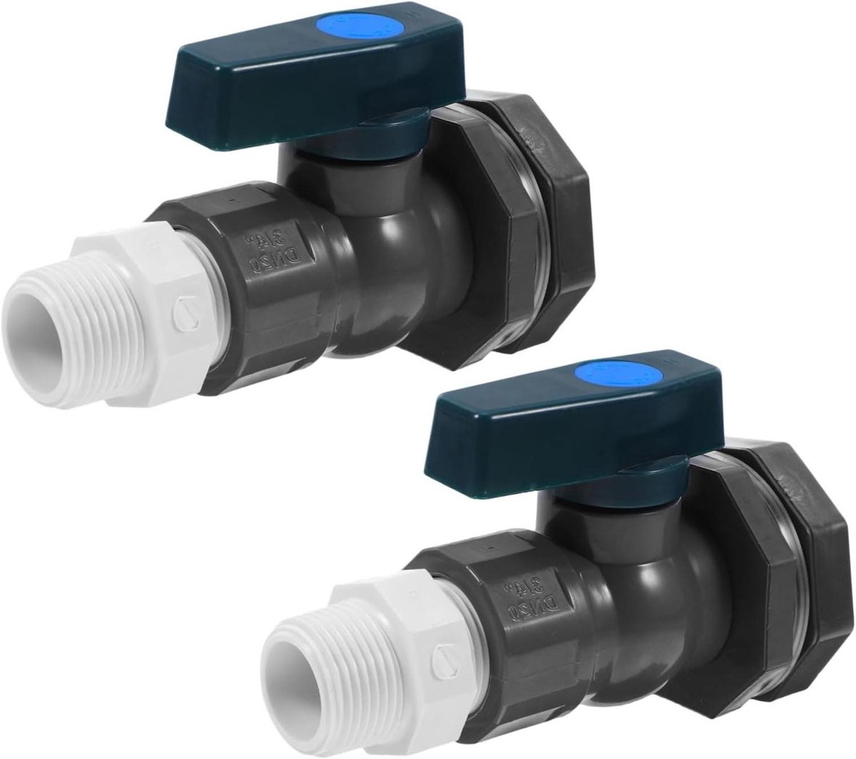 Regenwaterventiel - Kraanadapter Watertank connector - Regenwater opvangen - Weerbestendig PVC materiaal - 12.10X7.80X5.20CM - Zwart