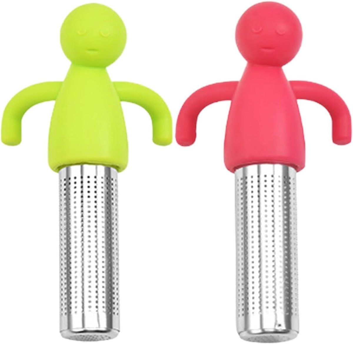 2 stuks theezeefjes van roestvrij staal, creatieve humanoïde theezetter met handvat, theefilter voor losse thee en theezakjes, herbruikbaar thee-ei voor theeliefhebbers en als cadeau