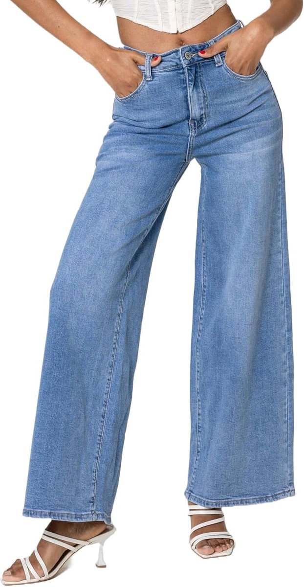 Jeans Wide-Leg Flared Stretch Jeans Broek Used Look