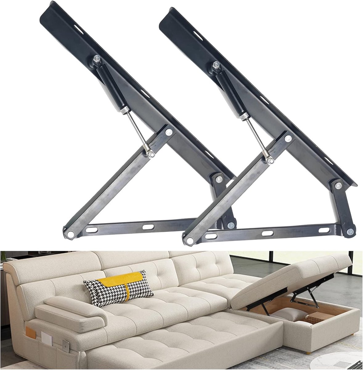 Opslag Lift Scharnier, Verstelbare Opvouwbare Sofa, Besparing DIY Engineering Meubelhardware, Zwart (2 stuks)