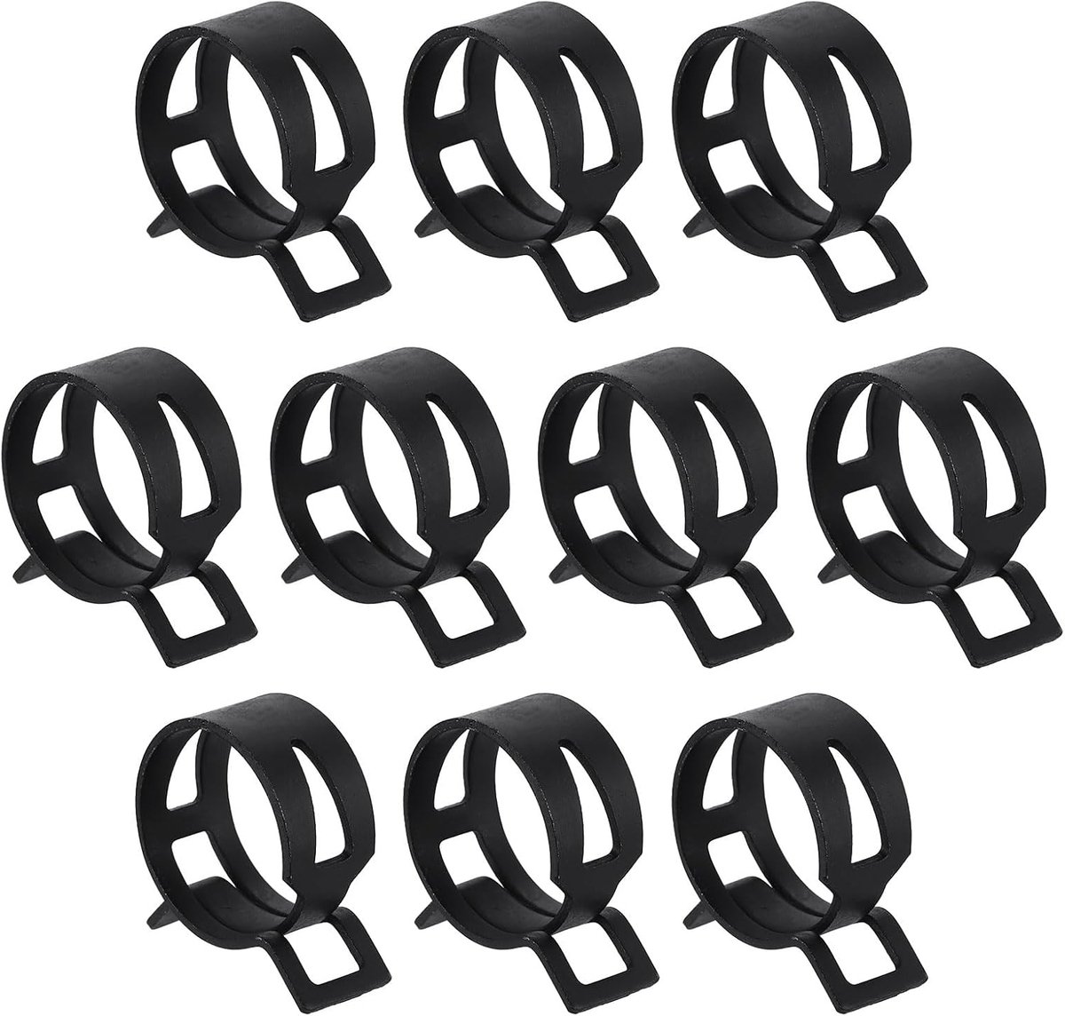 Slangklemmen, 10 stuks, 27 mm, brandstofslang, veerclip, siliconen zuigslang, buisklem, lagedrukbuisclip, bevestiging, zwart