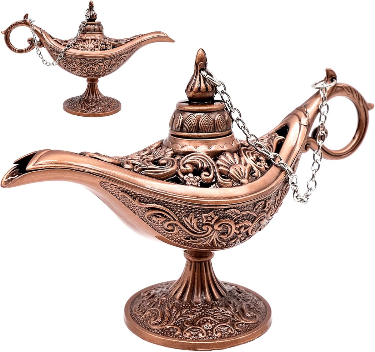 Lamp Aladdin, Mini Aladdin wonderlamp, magische lamp, metalen gesneden decoratie, Genie olielamp, klassieke decoratieartikelen, Genielamp, Zinklegering - 11,5 x 4 x 7,5 cm