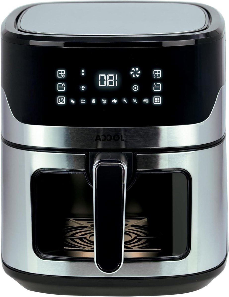 Heteluchtfriteuse - Airfryer Gezond Koken - Sneller Koken - 8 Voorgeprogrammeerde Instellingen - 65 Liter - Zilver Zwart