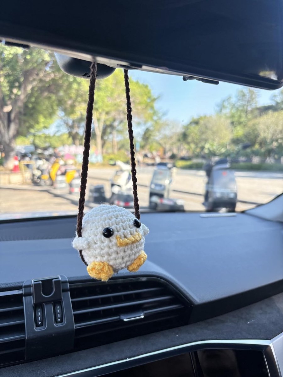 SnelShoppen - Swingende Eend Auto Hangdecoratie, Handgemaakte Gehaakte Achteruitkijkspiegel Pendant, 26x5.8cm, Vrolijke Auto Interieur Accessoires voo